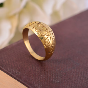 Anillo de latón con diseño floral, chapado en oro de 18k, anillo de cúpula llamativo, venta al por mayor, para mujer - Product Image 2