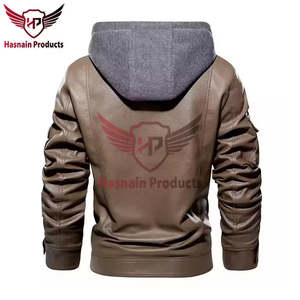 Premium Winter Men's XS Vintage Hooded Leather Jacket Customizable Design Trendy Plus Thickening Motorcycle Real Leather Jacket - Product Image 2