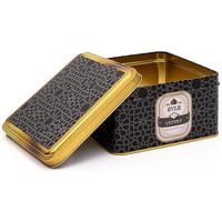 Kontensan ER026V2 2,2L Quadratische Metall-Aufbewahrungsbox 158x158x87mm Schiebedeckel Gold Geometrisches Muster Lebensmittel Büro Schwarz Türkei