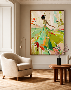 Cuadro de Retrato Pintado a Mano sobre Lienzo, Estilo Contemporáneo, Enmarcado en Madera, Decoración de Interiores - Product Image 5