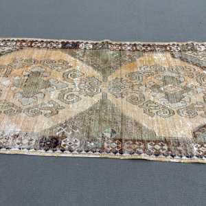 3.8x9.3 ft Turkish Rug, <b>Brown</b> Plants & trees Vintage Rug <b>Wool</b> - Product Image 3