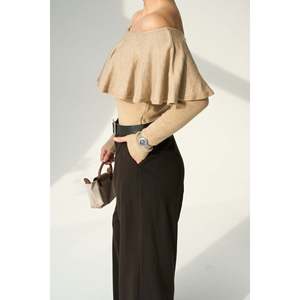 Pull beige à col plissé - Product Image 5