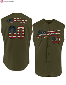 Premium de alta calidad negro Vintage EE. UU. Bandera-crema auténtica sin mangas sublimación camiseta de béisbol - Product Image 5