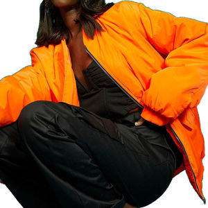 Chaqueta Bomber XL clásica Varsity para mujer, chaqueta de béisbol universitaria con relleno de algodón acolchado de Color sólido, ropa de calle teñida Lisa Plus - Product Image 6