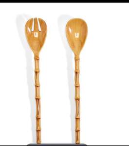 Juego de ensalada de madera desechable, mango largo ecológico, cuchara para servir para fiesta, cuchara para bebé hecha de bambú - Product Image 1