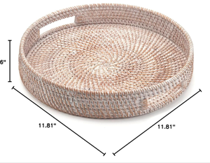 ถาดหวายไม้ไผ่ทรงกลมสำหรับตกแต่งเครื่องครัวอุปกรณ์ตกแต่งบ้าน - Product Image 4