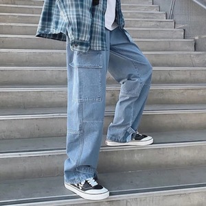 กางเกงยีนส์สำหรับผู้ชายกางเกงยีนส์ขนาดใหญ่สำหรับวัยรุ่นผู้ชายกางเกงยีนส์ทรงหลวมแฟชั่นผู้ชายเทรนด์ผู้ชายสไตล์สตรีทแวร์ผู้ชายเกาหลี - Product Image 5