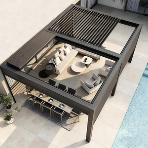 Pergola motorisée murale en aluminium pour extérieur avec finition thermolaquée, auvent à toit à lamelles pour balcon et jardin - Product Image 1