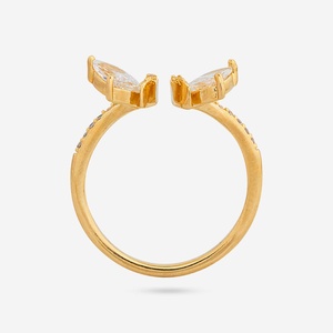 Trendy 189801 Inlay Fashionable Hip-Hop <b>Adjustable</b> White Lab Created Moissanite Prong Set Pear-Shaped Flower Finger <b>Ring</b> for - Product Image 5