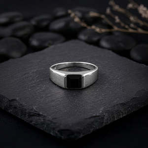 <b>Silver</b> Prince Vintage Onyx <b>Ring</b> for Him-Bezel <b>Set</b> Fashion Jewelry Size 20 - Product Image 2