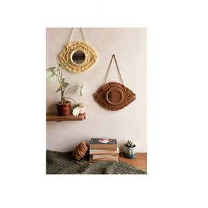 Coloré Eye Design Macramé Miroir Mural Standard Aspect Naturel Finition Décoration De Noël Créatif et Décoratif - Product Image 1