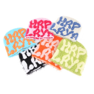 Custom Your Own Logo Beanies All Over Print Designer Unisex Acrílico de alta calidad Knit Jacquard Mohair Beanie Hats - Product Image 3