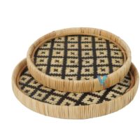 Inspirasi Rumah: Nampan Sajian Multifungsi Ramah Lingkungan dari Bambu dan Rotan dengan Tempat Peralatan Makan untuk Organisasi Rumah dan Peralatan Meja