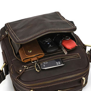 Customized Logo Retro Fashion Leather Large Capacity Crossbody <b>Bag</b> for Business Office Portable Men's Horizontal Shoulder <b>Bag</b> - Product Image 5