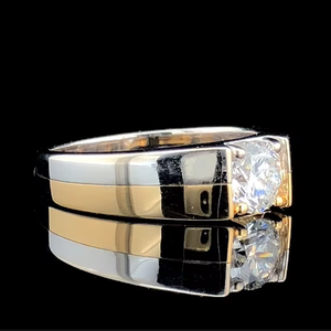 1.00 CT Lab Grown Diamond <b>Mens</b> Engagement <b>Ring</b> Round Cut 14K Solid <b>Gold</b> Fine Jewelry - Product Image 3