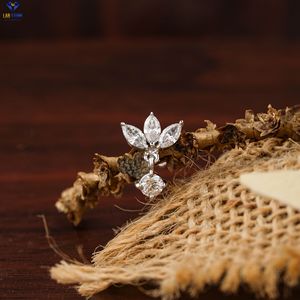 0.49 TDW Marquise et ronde taille brillant diamant boucle d'oreille or blanc 18 carats diamant Hpht/Cvd diamant bijoux - Product Image 1