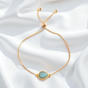 Vente en gros 0.5 microns plaqué or poire lunette connecteur de pierres précieuses charme réglable classique cadeau fête chaîne Bracelet - Product Image 3