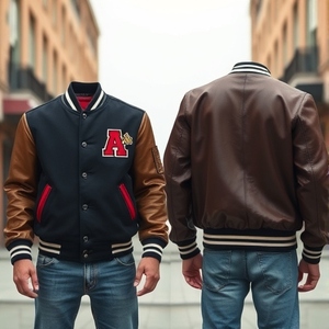 Veste Varsity Blanche Personnalisée Couleur Contraste Laine Corps PU Cuir Manches Letterman Baseball Bomber Manteau Hommes Femmes En Vrac - Product Image 5