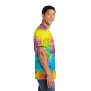 T-shirt imprimé en coton tie-dye pour hommes, léger, col rond, manches courtes, décontracté, pour l'été, pour un usage quotidien - Product Image 4