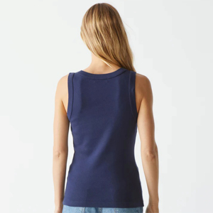 Top Trending 100% algodón camisetas sin mangas para mujer cuello redondo azul sólido personalizado de punto ajuste Regular cómodo ropa de Yoga para mujer - Product Image 4
