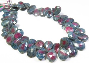 ลูกปัดเพชรสังเคราะห์สีเขียวชมพูขนาด10-11มม. ลูกปัดลูกแพร์ทับทิม zoisite ธรรมชาติ8 "เส้นทับทิม zoisite สวยงาม! - Product Image 2