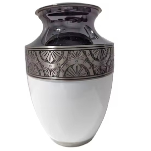 Elegant Black and White Engraved Cremation Urn Exquisite <b>Funeral</b> with Brass Finish Large Aluminium <b>funeral</b> <b>supplies</b> urns - Product Image 1