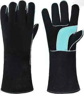 ถุงมือเชื่อมถุงมือเตาผิงด้วยเคฟลาร์เย็บ, หนังวัว, ซับคาร์บอนไฟเบอร์, สำหรับ MiG, TIG, ไม้, Forge, BBQ, ย่าง - Product Image 1