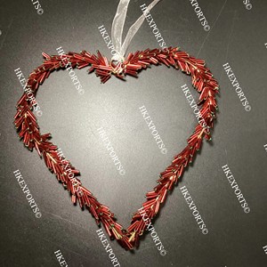 Adorno colgante con cuentas en forma de corazón hecho a mano, decoraciones navideñas festivas para fiestas, venta al por mayor - Product Image 3