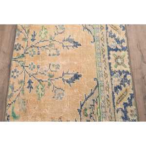 Alfombra Vintage, Alfombra de Pasillo de 2.1x5.9 pies, Alfombra Turca de Lana Azul Ombré - Product Image 3