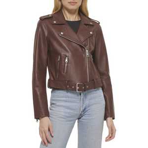 Veste en cuir pour femmes en gros Veste en cuir véritable pour dames Veste en cuir épais pour dames - Product Image 4