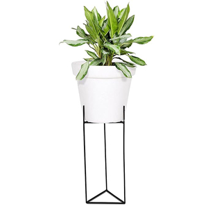 Diseño único Soporte de metal revestido blanco Maceta Florero Decoración del hogar Oficina Decorar Soporte de flores hecho a mano Mejor precio - Product Image 3