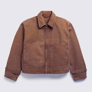 Veste décontractée pour homme en toile de haute qualité, à fermeture éclair, vintage, blanche, délavée à l'acide, 100% coton - Product Image 5