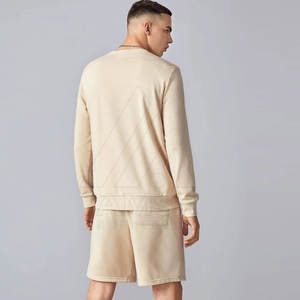 2022 haute qualité coupe ajustée hommes sweat et ensemble court à la mode décontracté plaine col rond respirant grande taille pour l'hiver - Product Image 2