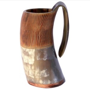 Taza para beber con cuerno de vaca Vikingo, jarra decorativa hecha a mano para taza de cerveza de fiesta con diseño de cuerno de vaca - Product Image 4