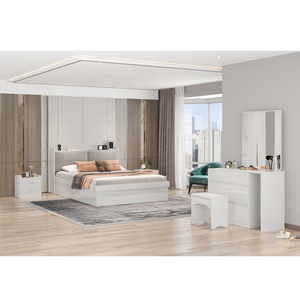 ZQ MDF Wood <strong>Bedroom</strong> <strong>Furniture</strong> Sets Queen Size Storage Bed with Upholstered Headboard Full Size <strong>White</strong> High <strong>Gloss</strong> <strong>Bedroom</strong> Set - Product Image 2
