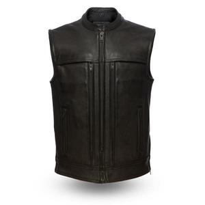 2024 classique hommes en cuir véritable Biker gilet élégant sans manches respirant coupe-vent hiver moto veste - Product Image 3