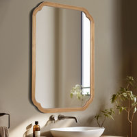 Décoration champêtre moderne Cadre en bois Coin rond Miroir mural rustique arqué