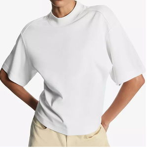 Venta al por mayor caja ajuste camiseta transpirable en blanco gota hombro 260gsm Vintage pesado cuello falso antiarrugas caja ajuste camisetas - Product Image 6