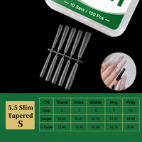 Pointes d'ongles à presser transparentes de qualité salon, couvrance totale, 300 pièces, style long, forme carrée durable, fournitures de manucure pour doigts