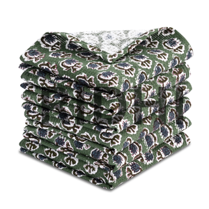 Chiffon à vaisselle en coton gaufré vert basilic Ridhi, fait à la main, imprimé en bloc, écologique, réutilisable, séchage rapide, absorbant, doux, cuisine, hôtel - Product Image 1