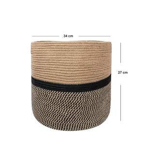 Panier en jute et coton pur avec poignée, panier de rangement tissé à la main, panier à plantes - Product Image 4