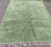 Tapis en laine marocain Beni Mrirt fait main, vert matcha, tissé à la main, motif géométrique, lavable, toutes saisons, OEM