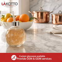 Bouteille en verre LAKOTTO 370 ml à motif flocon de neige avec paille – Vente en gros de verrerie, approvisionnement en vrac, cadeau promotionnel, impression de logo personnalisé OEM
