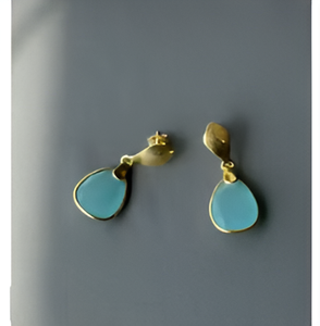 ต่างหูแข็งแบบคริสตัลสี925สำหรับผู้หญิงต่างหูเงินสเตอร์ลิงชุบทองลายรุ้งและมูนสโตน - Product Image 5