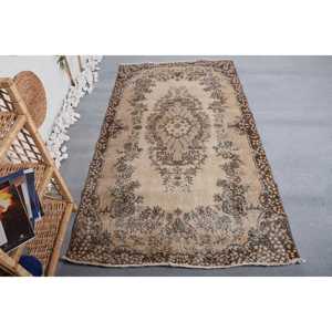 พรมตุรกีขนาด 3.7x6.8 ฟุต พรมวินเทจ พรมขอบสีน้ำตาลเบจ - Product Image 1