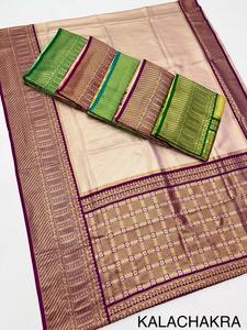 Premium Quality Floral Pattern Silk Tissue Saree Ethnic <b>Bandanas</b> for <b>Women</b> - Product Image 4