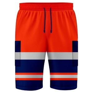 Shorts de travail haute visibilité ANSI Classe 1 en polycoton, respirants, séchage rapide, bande réfléchissante, personnalisables, vêtements de sécurité à LED clignotants - Product Image 1