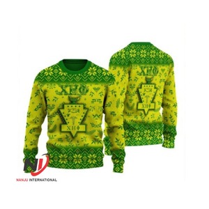 OEM de alta calidad Chi Phi Eta suéter hecho en Sialkot invierno hermandad Varsity mujer ropa Vintage Rosa verde cárdigan suéter - Product Image 1