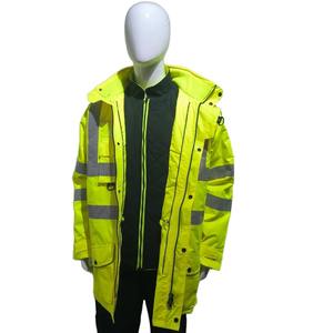 Vêtement de travail réfléchissant pour travaux routiers en hiver, veste de sécurité à capuche en polaire chaude avec fermeture éclair - Product Image 5