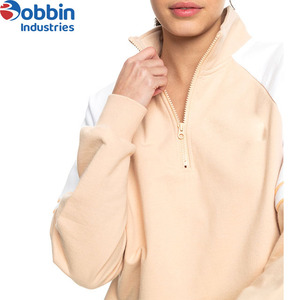 Sweat-shirt demi-zip à la mode pour femmes survêtement motif imprimé 3D personnaliser la conception unisexe bloc de couleur manches passepoil de culture - Product Image 4